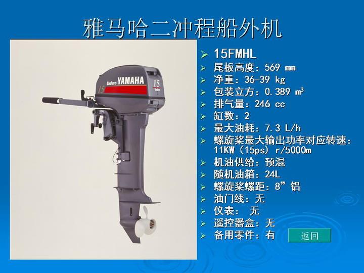 雅馬哈船外機15馬力兩衝舷外機